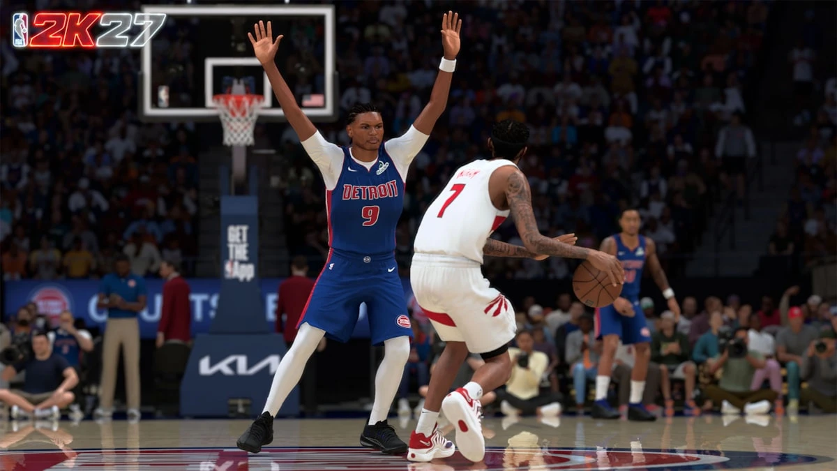 تصویر رسمی گیم‌پلی NBA 2K27 از دفاع با دست‌های بالا
