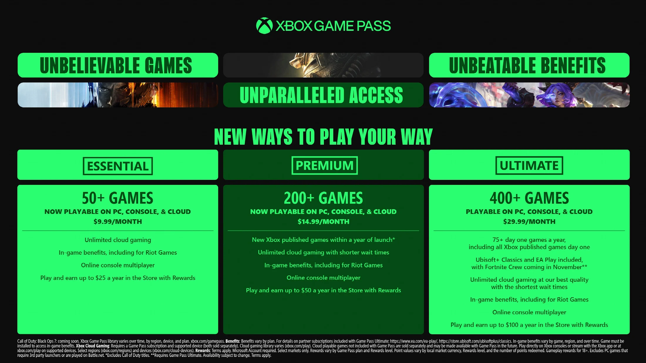 تصویر راهنمای انتخاب پلن‌های Xbox Game Pass